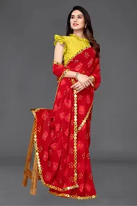 Beautiful Red Georgette Saree With Blouse Piece For Women-thumb3