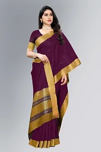 Beautiful Purple Cotton Saree With Blouse Piece For Women-thumb4