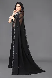 Beautiful Black Georgette Saree With Blouse Piece For Women-thumb2