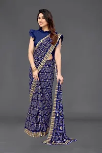 Beautiful Navy Blue Georgette Saree With Blouse Piece For Women-thumb4