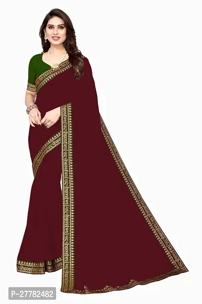 Beautiful Brown Georgette Saree With Blouse Piece For Women-thumb0