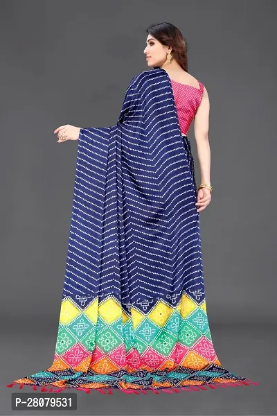 Beautiful Navy Blue Chiffon Saree With Blouse Piece For Women-thumb5