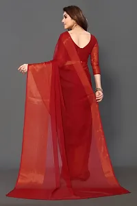 Beautiful Red Chiffon Saree With Blouse Piece For Women-thumb1