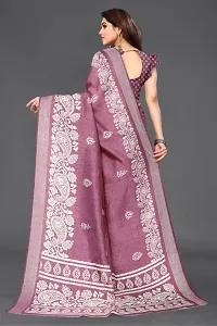 Beautiful Magenta Cotton Blend Saree With Blouse Piece For Women-thumb3