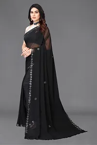 Beautiful Black Georgette Saree With Blouse Piece For Women-thumb1