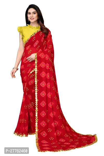 Beautiful Red Georgette Saree With Blouse Piece For Women-thumb0