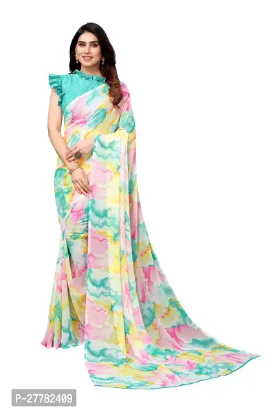 Beautiful Georgette Saree With Blouse Piece For Women-thumb0