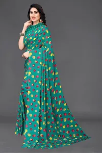 Beautiful Green Georgette Saree With Blouse Piece For Women-thumb2