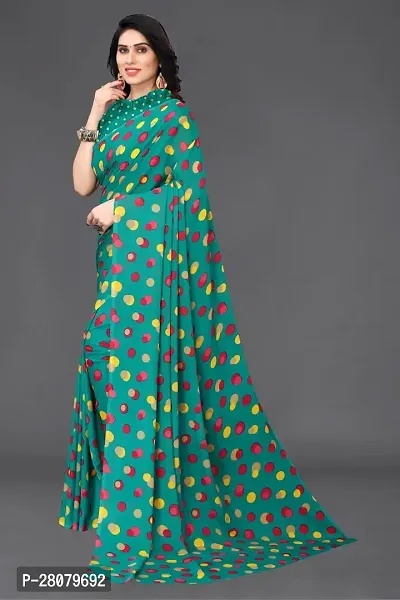 Beautiful Green Georgette Saree With Blouse Piece For Women-thumb3