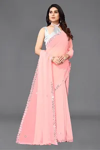 Beautiful Peach Georgette Saree With Blouse Piece For Women-thumb3