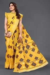 Beautiful Yellow Linen Saree With Blouse Piece For Women-thumb1