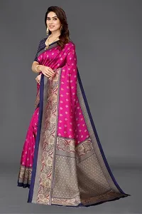 Beautiful Pink Art Silk Saree With Blouse Piece For Women-thumb1