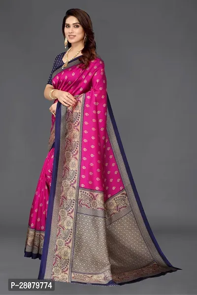 Beautiful Pink Art Silk Saree With Blouse Piece For Women-thumb2