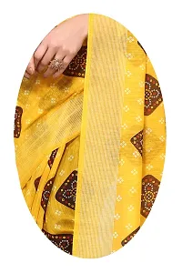 Beautiful Yellow Linen Saree With Blouse Piece For Women-thumb2