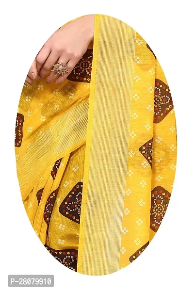 Beautiful Yellow Linen Saree With Blouse Piece For Women-thumb3