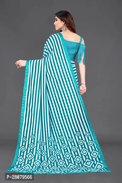 Beautiful Sky Blue Georgette Saree With Blouse Piece For Women-thumb5