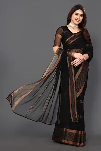 Beautiful Black Cotton Saree With Blouse Piece For Women-thumb4