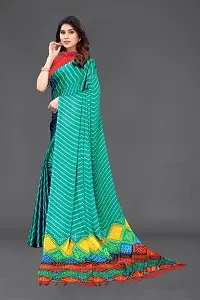 Beautiful Green Chiffon Saree With Blouse Piece For Women-thumb3