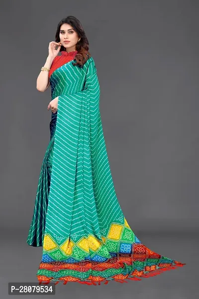 Beautiful Green Chiffon Saree With Blouse Piece For Women-thumb4