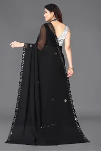 Beautiful Black Georgette Saree With Blouse Piece For Women-thumb3