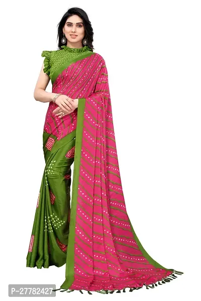 Beautiful Poly Silk Saree With Blouse Piece For Women-thumb0