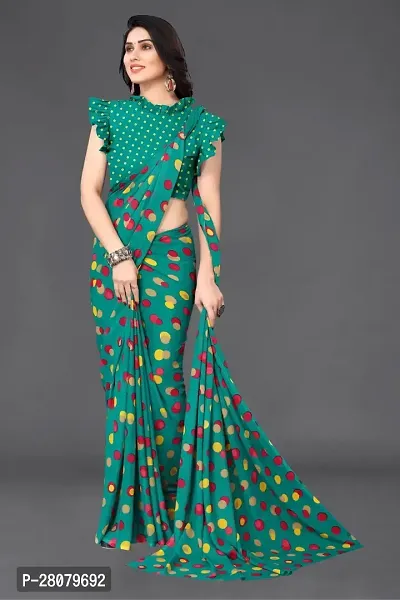 Beautiful Green Georgette Saree With Blouse Piece For Women-thumb5