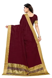 Beautiful Maroon Cotton Saree With Blouse Piece For Women-thumb2