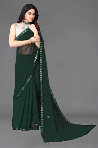 Beautiful Green Georgette Saree With Blouse Piece For Women-thumb3