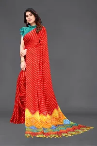 Beautiful Red Chiffon Saree With Blouse Piece For Women-thumb3