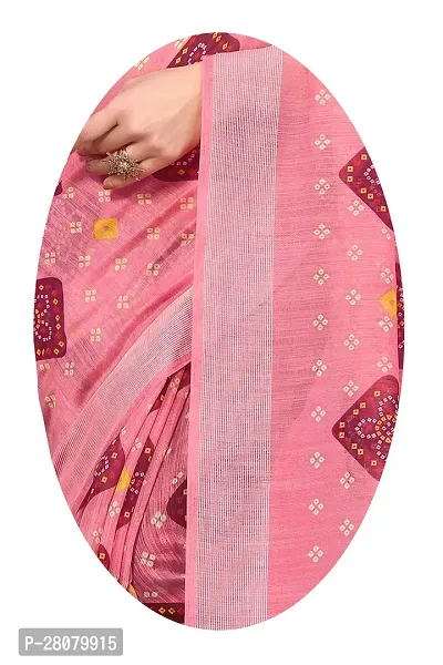 Beautiful Pink Linen Saree With Blouse Piece For Women-thumb4