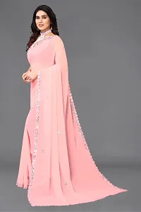 Beautiful Peach Georgette Saree With Blouse Piece For Women-thumb1