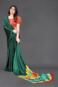 Beautiful Green Chiffon Saree With Blouse Piece For Women-thumb1