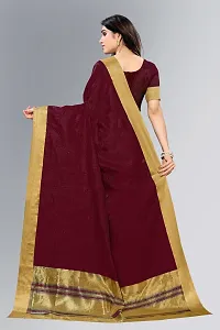 Beautiful Maroon Cotton Saree With Blouse Piece For Women-thumb3