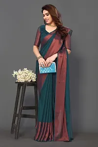 Beautiful Teal Chiffon Saree With Blouse Piece For Women-thumb3