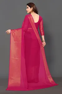 Beautiful Pink Chiffon Saree With Blouse Piece For Women-thumb1