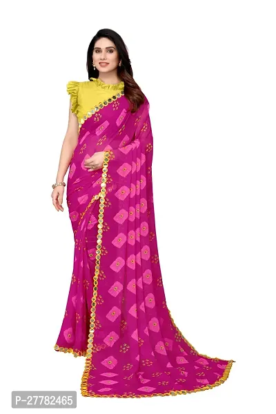 Beautiful Pink Georgette Saree With Blouse Piece For Women-thumb0