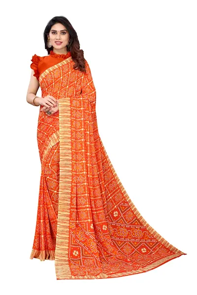 Georgette Bandhani Printed Sarees with Blouse