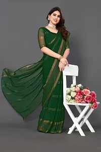 Beautiful Green Chiffon Saree With Blouse Piece For Women-thumb3