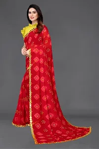 Beautiful Red Georgette Saree With Blouse Piece For Women-thumb1