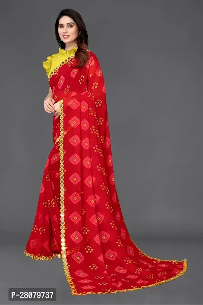 Beautiful Red Georgette Saree With Blouse Piece For Women-thumb2