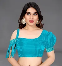 Beautiful Sky Blue Georgette Saree With Blouse Piece For Women-thumb1