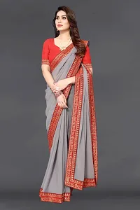 Beautiful Grey Georgette Saree With Blouse Piece For Women-thumb2