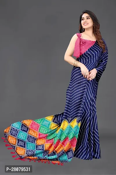 Beautiful Navy Blue Chiffon Saree With Blouse Piece For Women-thumb4