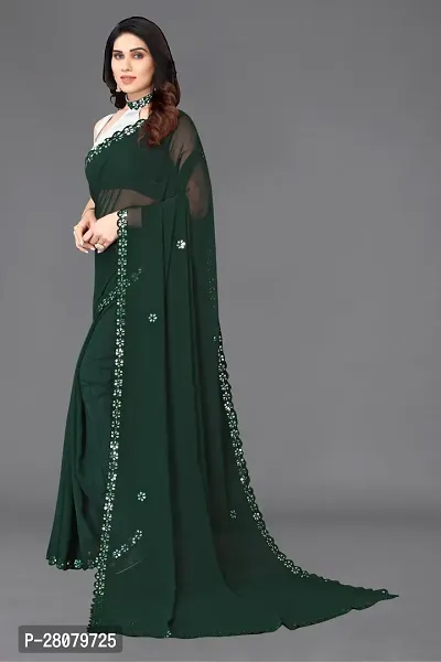 Beautiful Green Georgette Saree With Blouse Piece For Women-thumb0