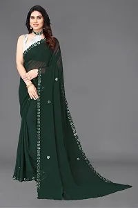 Beautiful Green Georgette Saree With Blouse Piece For Women-thumb2