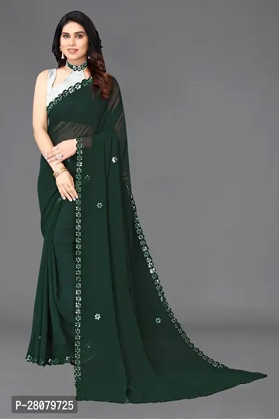 Beautiful Green Georgette Saree With Blouse Piece For Women-thumb3