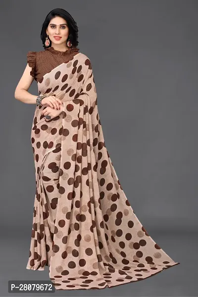 Beautiful Brown Georgette Saree With Blouse Piece For Women-thumb0