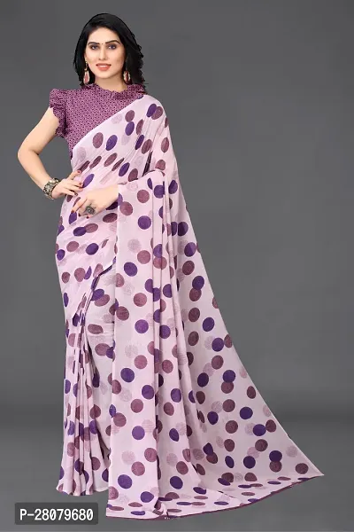 Beautiful Magenta Georgette Saree With Blouse Piece For Women-thumb0