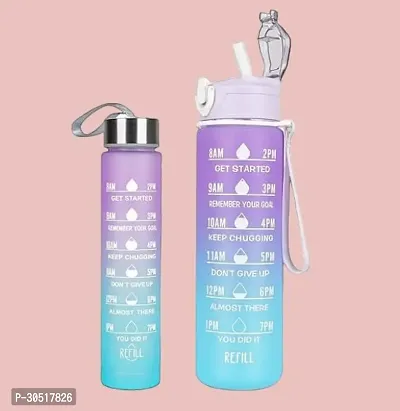 Stylish Multicoloured Silicone Water Bottles For Gym And School Pack Of 2