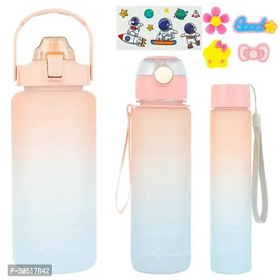 Stylish Multicoloured Plastic Water Bottles For Gym And School Pack Of 3-thumb0